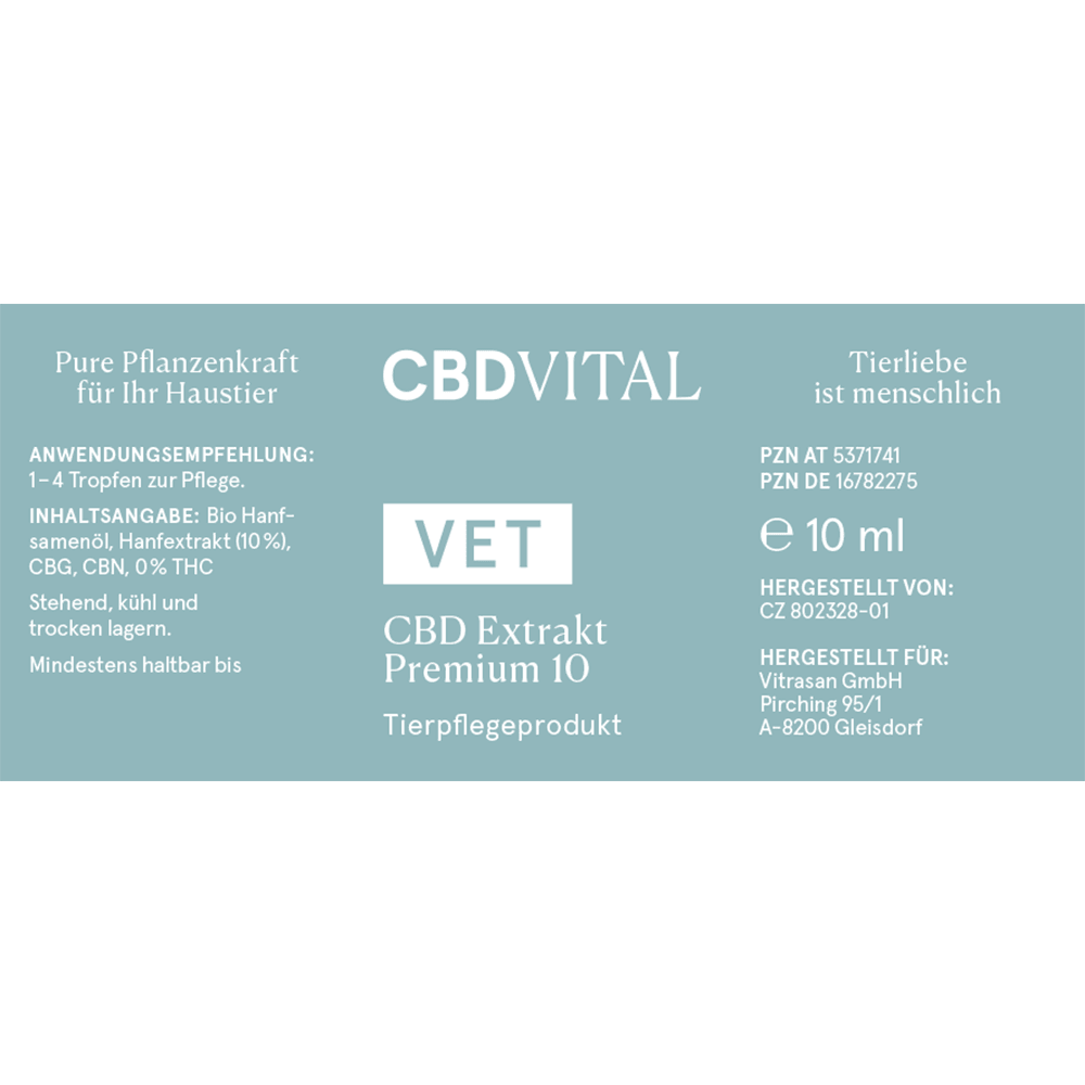 Premium CBD Öl für Tiere - VET 10% - High Standards
